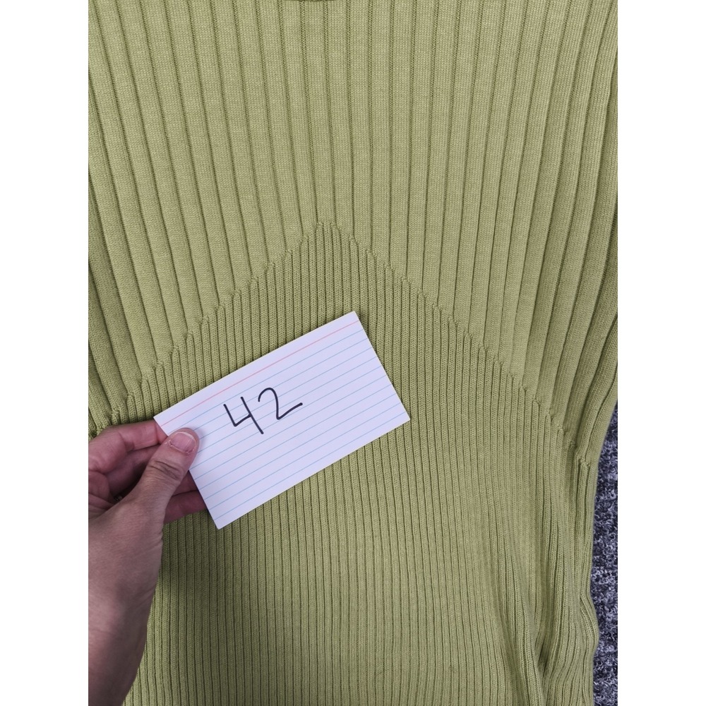Women’s Lime Ribbed V-Neck Sweater - Picture 7 of 7